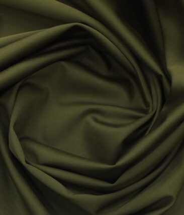Ankur by Arvind Dark Greenish Brown Solid Cotton Lycra Stretchable Trouser Fabric (Unstitched - 1.40 Mtr)