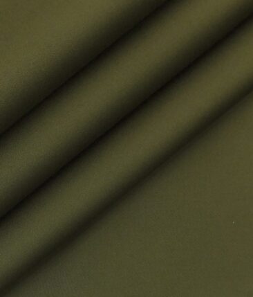 Ankur by Arvind Dark Greenish Brown Solid Cotton Lycra Stretchable Trouser Fabric (Unstitched - 1.40 Mtr)
