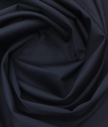 Ankur by Arvind Navy Blue Solid Cotton Lycra Stretchable Trouser Fabric (Unstitched - 1.40 Mtr)