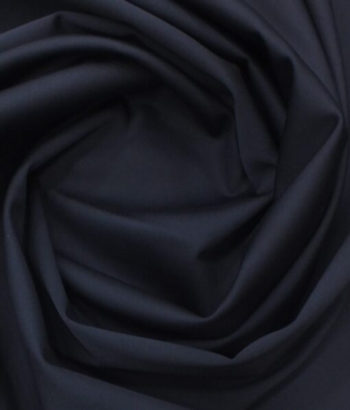 Ankur by Arvind Navy Blue Solid Cotton Lycra Stretchable Trouser Fabric (Unstitched - 1.40 Mtr)