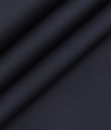 Ankur by Arvind Navy Blue Solid Cotton Lycra Stretchable Trouser Fabric (Unstitched - 1.40 Mtr)