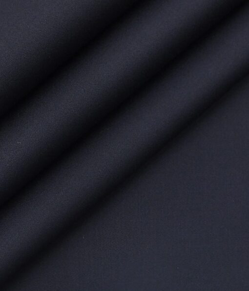 Ankur by Arvind Navy Blue Solid Cotton Lycra Stretchable Trouser Fabric (Unstitched - 1.40 Mtr)