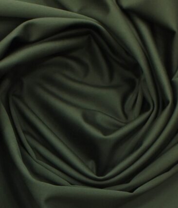 Ankur by Arvind Olive Green Solid Cotton Lycra Stretchable Trouser Fabric (Unstitched - 1.40 Mtr)