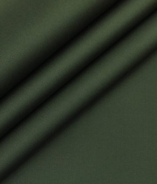 Ankur by Arvind Olive Green Solid Cotton Lycra Stretchable Trouser Fabric (Unstitched - 1.40 Mtr)