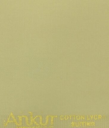 Ankur by Arvind Egg Nog Beige Solid Cotton Lycra Stretchable Trouser Fabric (Unstitched - 1.40 Mtr)