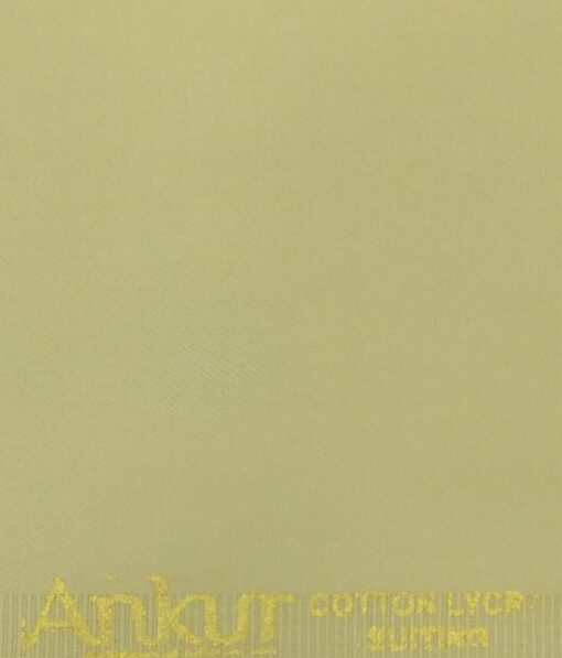 Ankur by Arvind Egg Nog Beige Solid Cotton Lycra Stretchable Trouser Fabric (Unstitched - 1.40 Mtr)