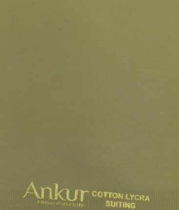 Ankur by Arvind Hazelnut Beige Solid Cotton Lycra Stretchable Trouser Fabric (Unstitched - 1.40 Mtr)