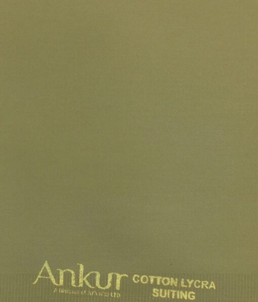 Ankur by Arvind Hazelnut Beige Solid Cotton Lycra Stretchable Trouser Fabric (Unstitched - 1.40 Mtr)
