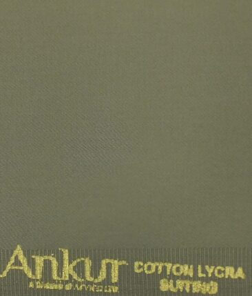 Ankur by Arvind Hazelwood Solid Cotton Lycra Stretchable Trouser Fabric (Unstitched - 1.40 Mtr)