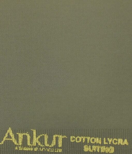 Ankur by Arvind Hazelwood Solid Cotton Lycra Stretchable Trouser Fabric (Unstitched - 1.40 Mtr)