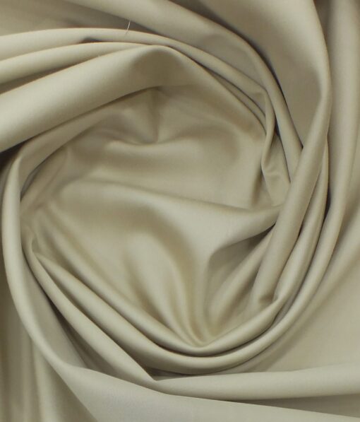 Ankur by Arvind Latte Beige Solid Cotton Lycra Stretchable Trouser Fabric (Unstitched - 1.40 Mtr)