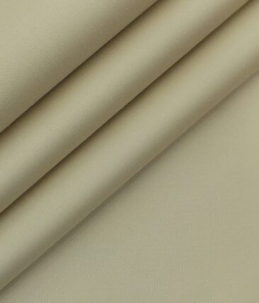 Ankur by Arvind Latte Beige Solid Cotton Lycra Stretchable Trouser Fabric (Unstitched - 1.40 Mtr)