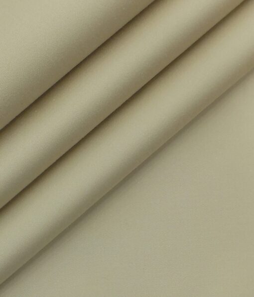 Ankur by Arvind Latte Beige Solid Cotton Lycra Stretchable Trouser Fabric (Unstitched - 1.40 Mtr)