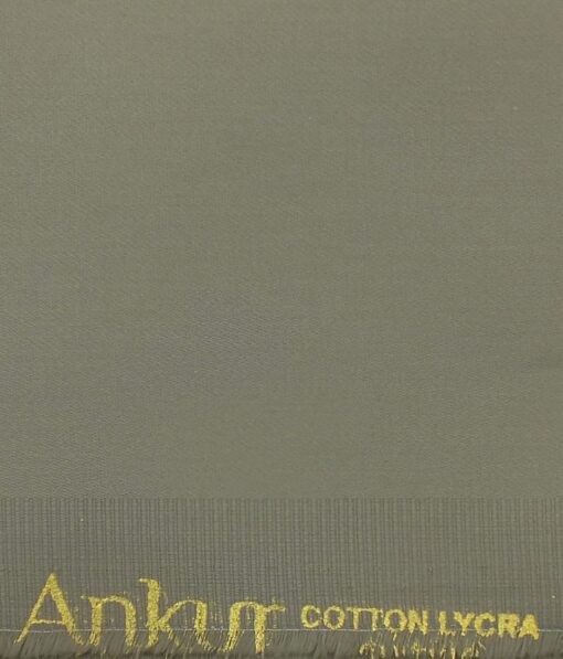 Ankur by Arvind Mouse Solid Cotton Lycra Stretchable Trouser Fabric (Unstitched - 1.40 Mtr)