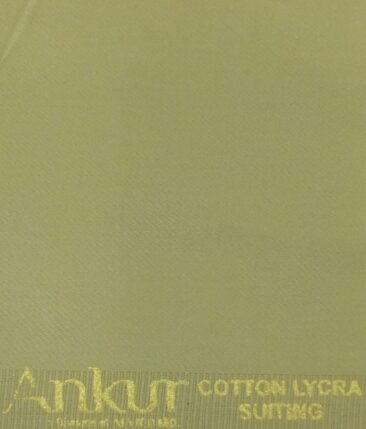 Ankur by Arvind Oat Beige Solid Cotton Lycra Stretchable Trouser Fabric (Unstitched - 1.40 Mtr)