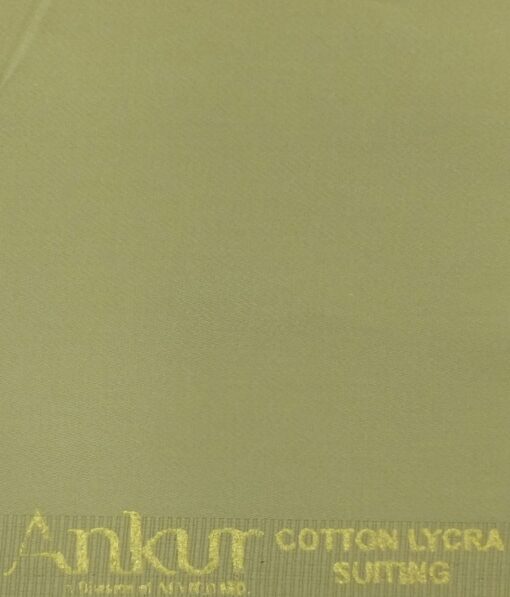 Ankur by Arvind Oat Beige Solid Cotton Lycra Stretchable Trouser Fabric (Unstitched - 1.40 Mtr)