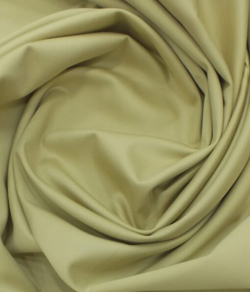 Ankur by Arvind Shortbread Beige Solid Cotton Lycra Stretchable Trouser Fabric (Unstitched - 1.40 Mtr)