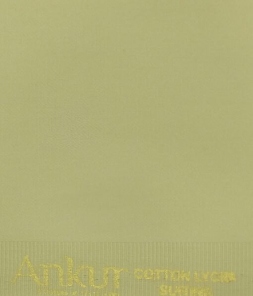 Ankur by Arvind Shortbread Beige Solid Cotton Lycra Stretchable Trouser Fabric (Unstitched - 1.40 Mtr)