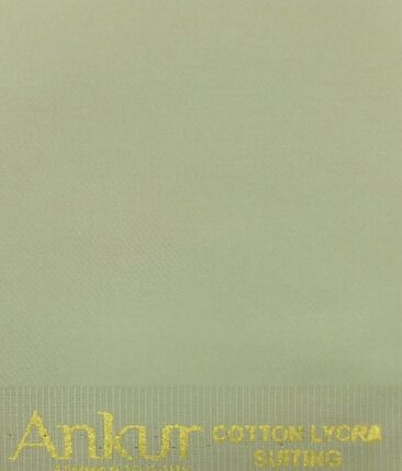 Ankur by Arvind Tan Beige Solid Cotton Lycra Stretchable Trouser Fabric (Unstitched - 1.40 Mtr)