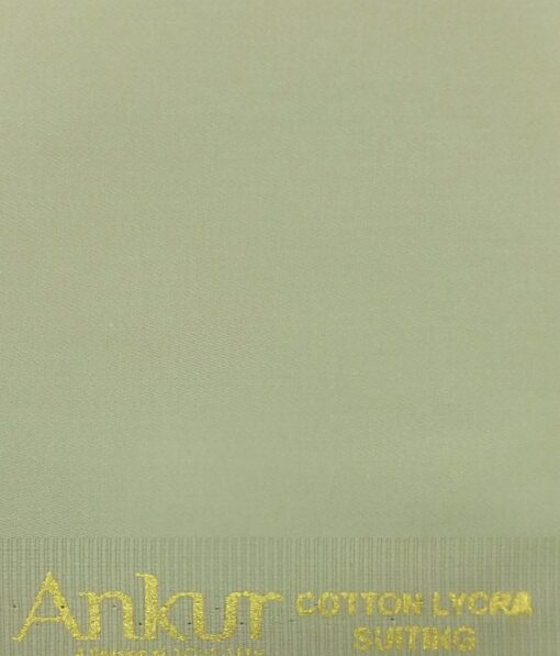 Ankur by Arvind Tan Beige Solid Cotton Lycra Stretchable Trouser Fabric (Unstitched - 1.40 Mtr)