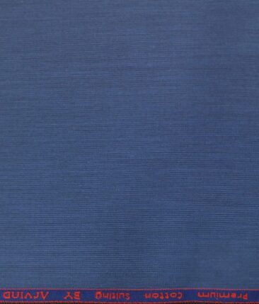 Arvind Bright Blue Self Design Egyptian Giza Cotton Trouser Fabric (Unstitched - 1.30 Mtr)