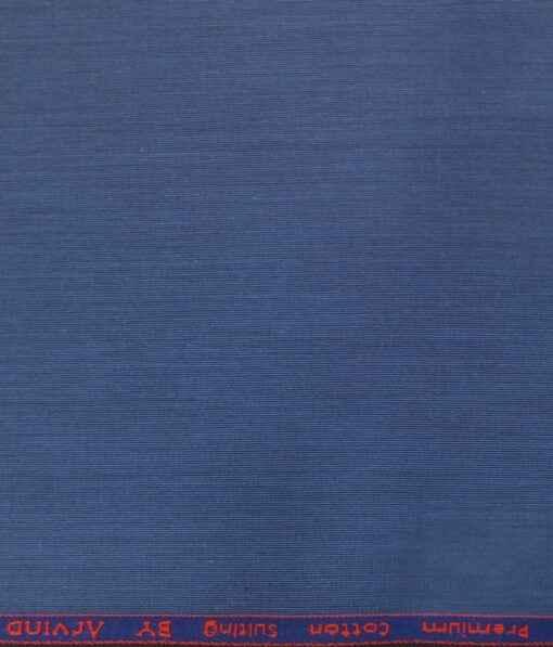 Arvind Bright Blue Self Design Egyptian Giza Cotton Trouser Fabric (Unstitched - 1.30 Mtr)