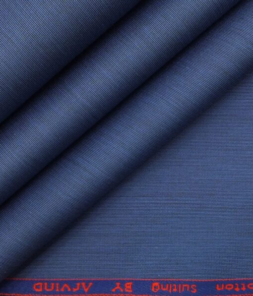 Arvind Bright Blue Self Design Egyptian Giza Cotton Trouser Fabric (Unstitched - 1.30 Mtr)