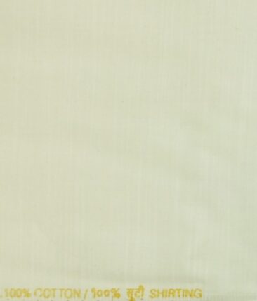 Bombay Rayon Men's Cream 100% Cotton Self Design Chambray Weave Shirt Fabric (1.60 M)
