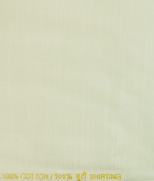 Bombay Rayon Men's Cream 100% Cotton Self Design Chambray Weave Shirt Fabric (1.60 M)