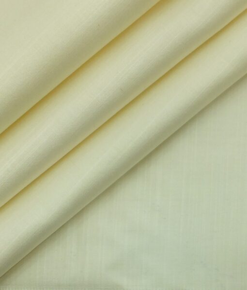 Bombay Rayon Men's Cream 100% Cotton Self Design Chambray Weave Shirt Fabric (1.60 M)