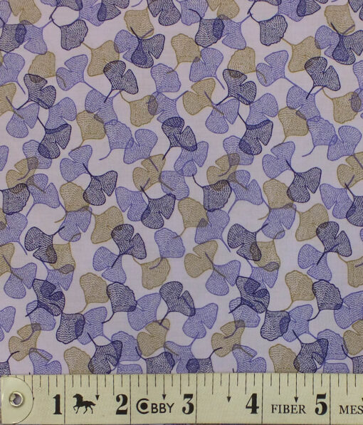 Bombay Rayon Men's Light Purple 100% Cotton Floral Printed Shirt Fabric (1.60 M)
