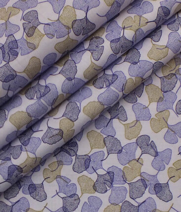 Bombay Rayon Men's Light Purple 100% Cotton Floral Printed Shirt Fabric (1.60 M)