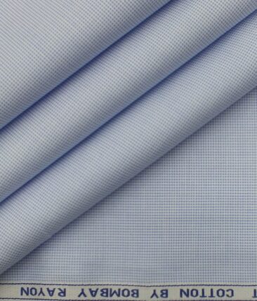 Bombay Rayon Men's Sky Blue 100% Premium Cotton Structured Satin Weave Shirt Fabric (1.60 M)