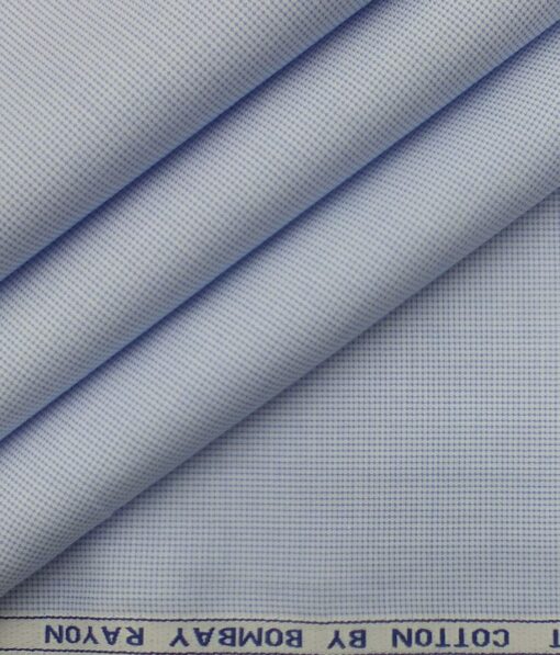 Bombay Rayon Men's Sky Blue 100% Premium Cotton Structured Satin Weave Shirt Fabric (1.60 M)