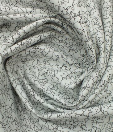 Bombay Rayon Men's White 50% Linen 50% Cotton Black Star Print Shirt Fabric (1.60 M)