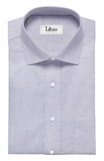 Bombay Rayon Men's 100% Cotton White & Blue Structured Shirt Fabric (1.60 M)