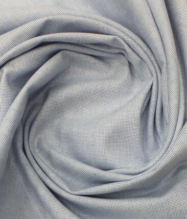 Bombay Rayon Men's 100% Cotton White & Blue Structured Shirt Fabric (1.60 M)