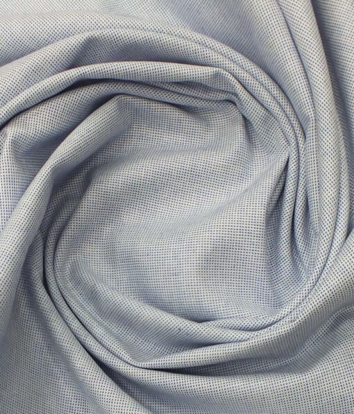 Bombay Rayon Men's 100% Cotton White & Blue Structured Shirt Fabric (1.60 M)