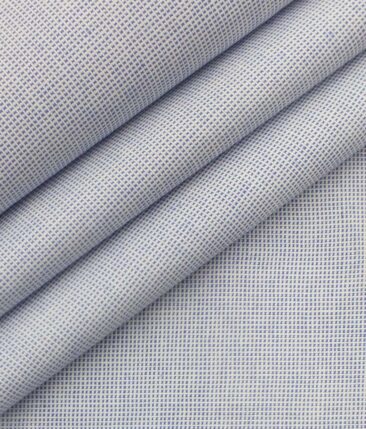 Bombay Rayon Men's 100% Cotton White & Blue Structured Shirt Fabric (1.60 M)