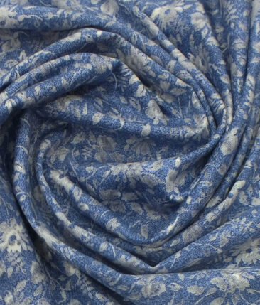Bombay Rayon Men's Dark Blue 100% Cotton Grey Floral Print Shirt Fabric (1.60 M)