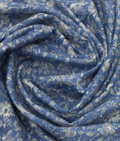 Bombay Rayon Men's Dark Blue 100% Cotton Grey Floral Print Shirt Fabric (1.60 M)