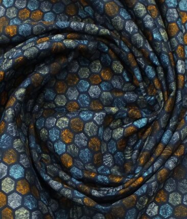 Cadini by Siyaram's Men's Dark Blue 100% Superfine Cotton Multi Color Printed Shirt Fabric (1.60 M)