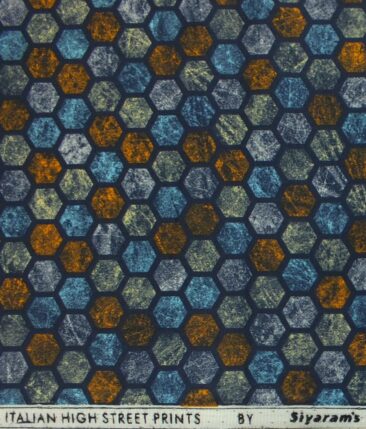 Cadini by Siyaram's Men's Dark Blue 100% Superfine Cotton Multi Color Printed Shirt Fabric (1.60 M)
