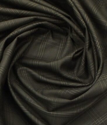 Cadini by Siyaram's Dark Brown Checks 100% Supima Cotton Trouser Fabric (Unstitched - 1.30 Mtr)
