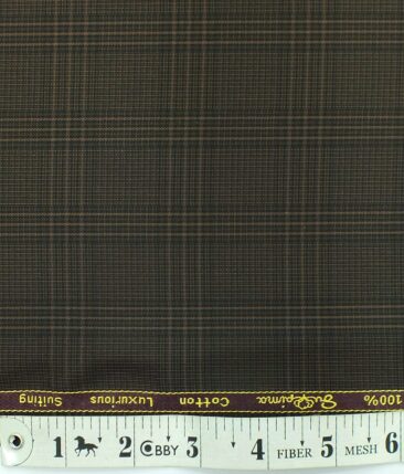 Cadini by Siyaram's Dark Brown Checks 100% Supima Cotton Trouser Fabric (Unstitched - 1.30 Mtr)