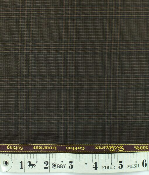Cadini by Siyaram's Dark Brown Checks 100% Supima Cotton Trouser Fabric (Unstitched - 1.30 Mtr)