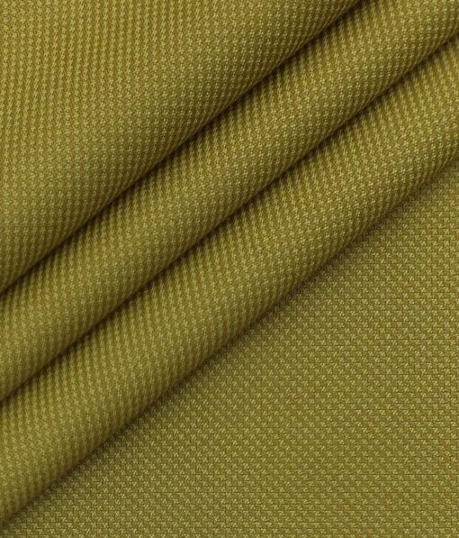 Don & Julio (D&J) Mustard Yellow Structured Terry Rayon Three Piece Suit Fabric (Unstitched - 3.75 Mtr) - Image 1