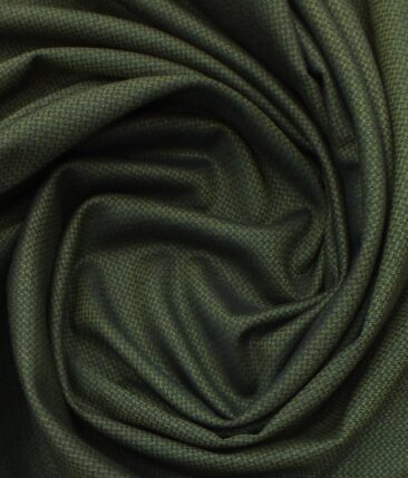 Don & Julio (D&J) Dark Olive Green Structured Terry Rayon Three Piece Suit Fabric (Unstitched - 3.75 Mtr)