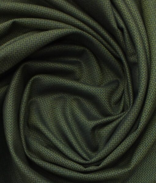 Don & Julio (D&J) Dark Olive Green Structured Terry Rayon Three Piece Suit Fabric (Unstitched - 3.75 Mtr)