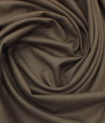 Don & Julio (D&J) Coffee Brown Self Design Terry Rayon Three Piece Suit Fabric (Unstitched - 3.75 Mtr)